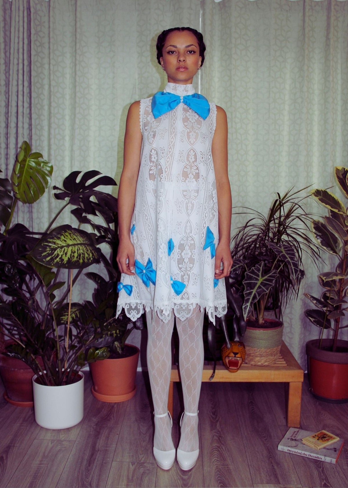 Handcrafted Bow Lace Curtain Dress