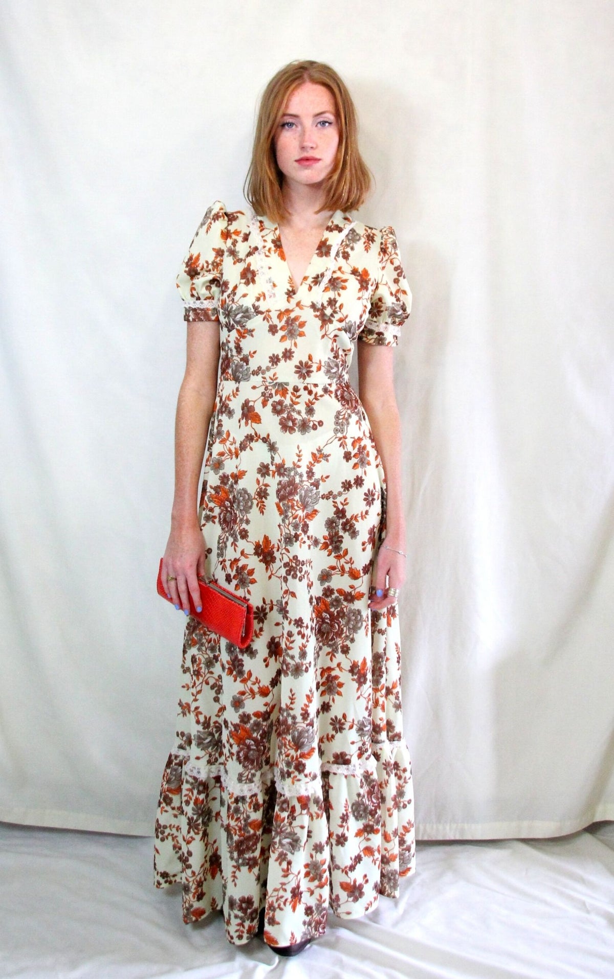 Rent pink 1970's floral maxi dress