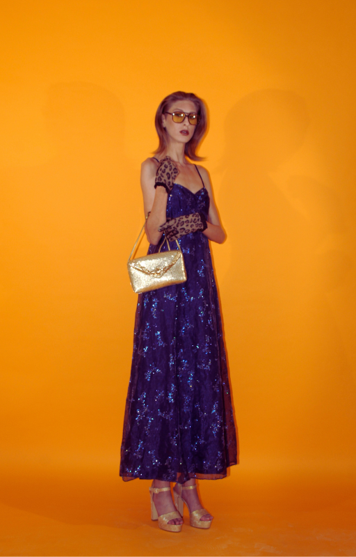 Rent navy vintage maxi dress with back zip to close