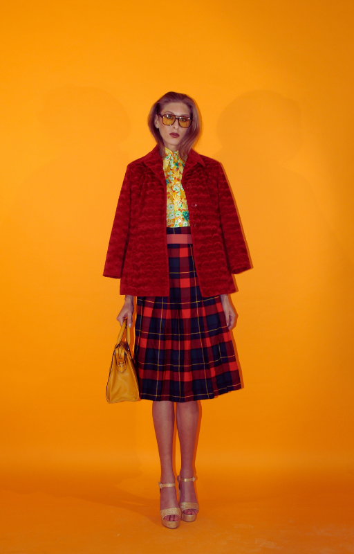 Rent vintage red fleece style warm blazer with front buttons