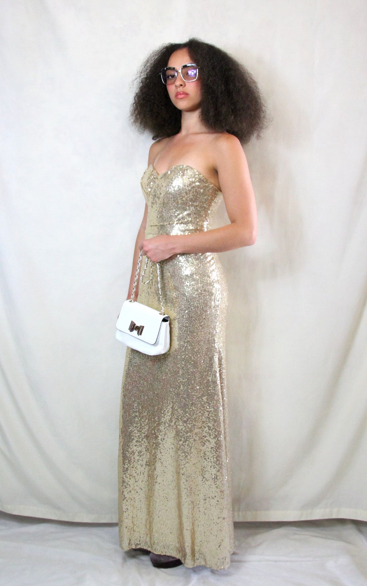 Vintage Gold Sequin Maxi Dress