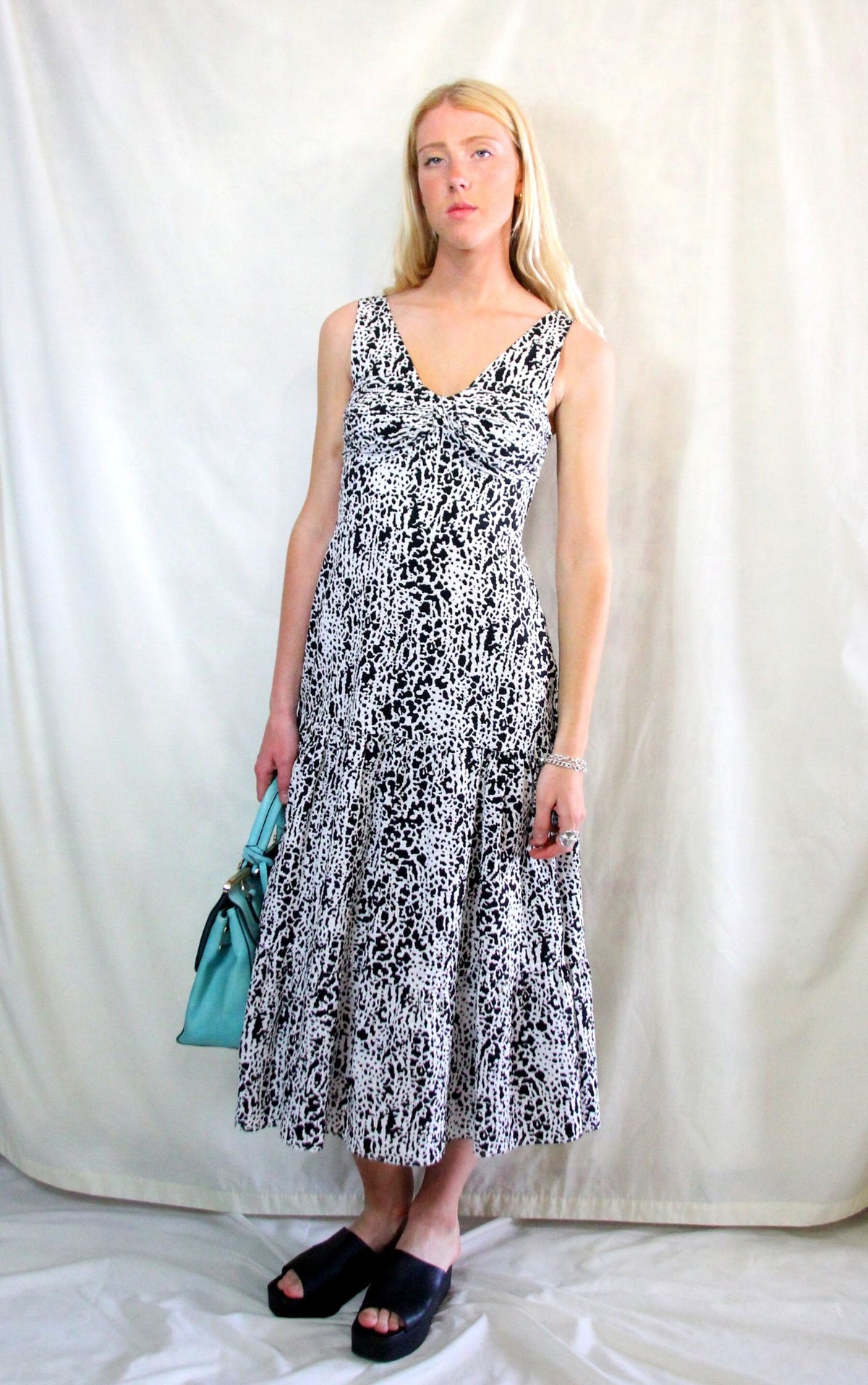 Rent Black and white summer zebra print maxi  dress in jacquard material