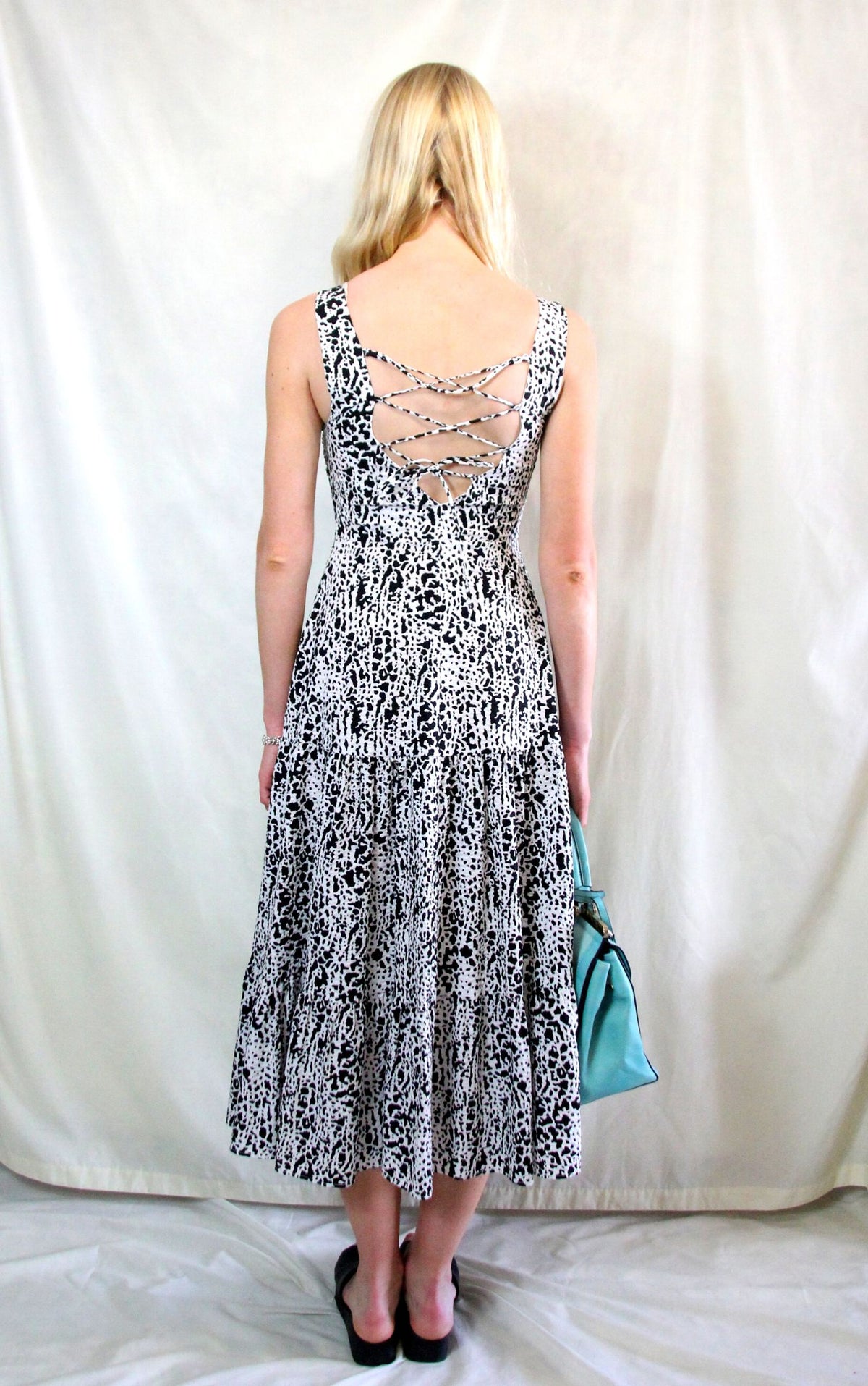 Rent Black and white summer zebra print maxi  dress in jacquard material