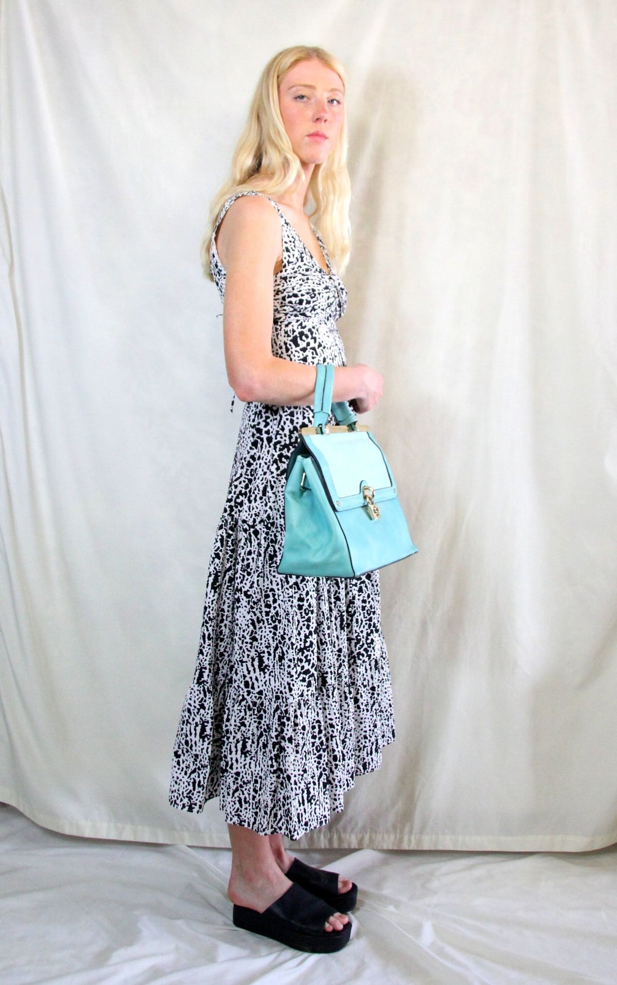 Rent Black and white summer zebra print maxi  dress in jacquard material