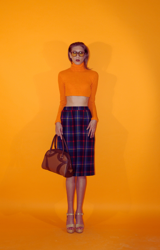 Rent vintage green stripe tartan pleated skirt