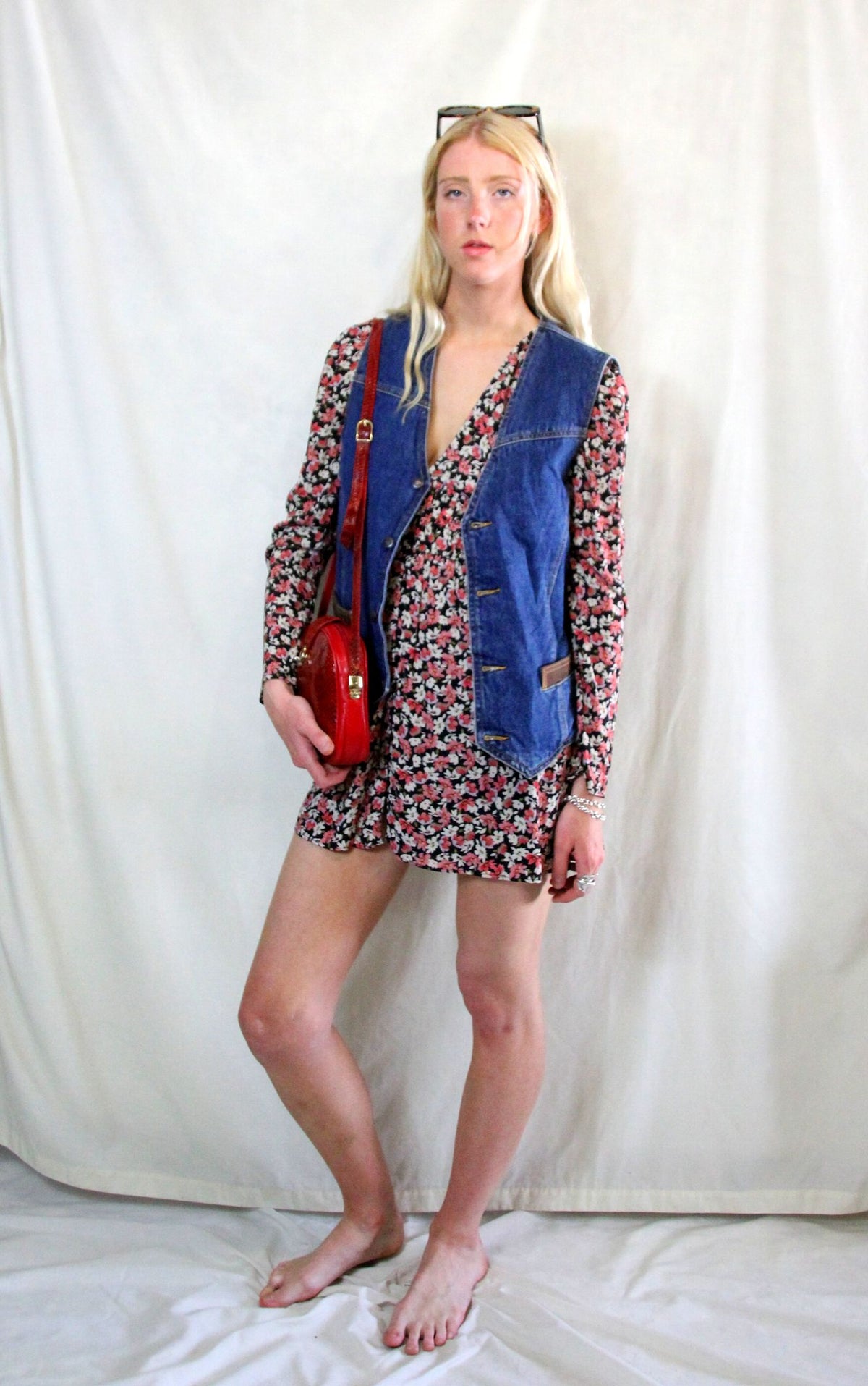 Rent Floral Tea Dress with long sleeves and shoulder pads