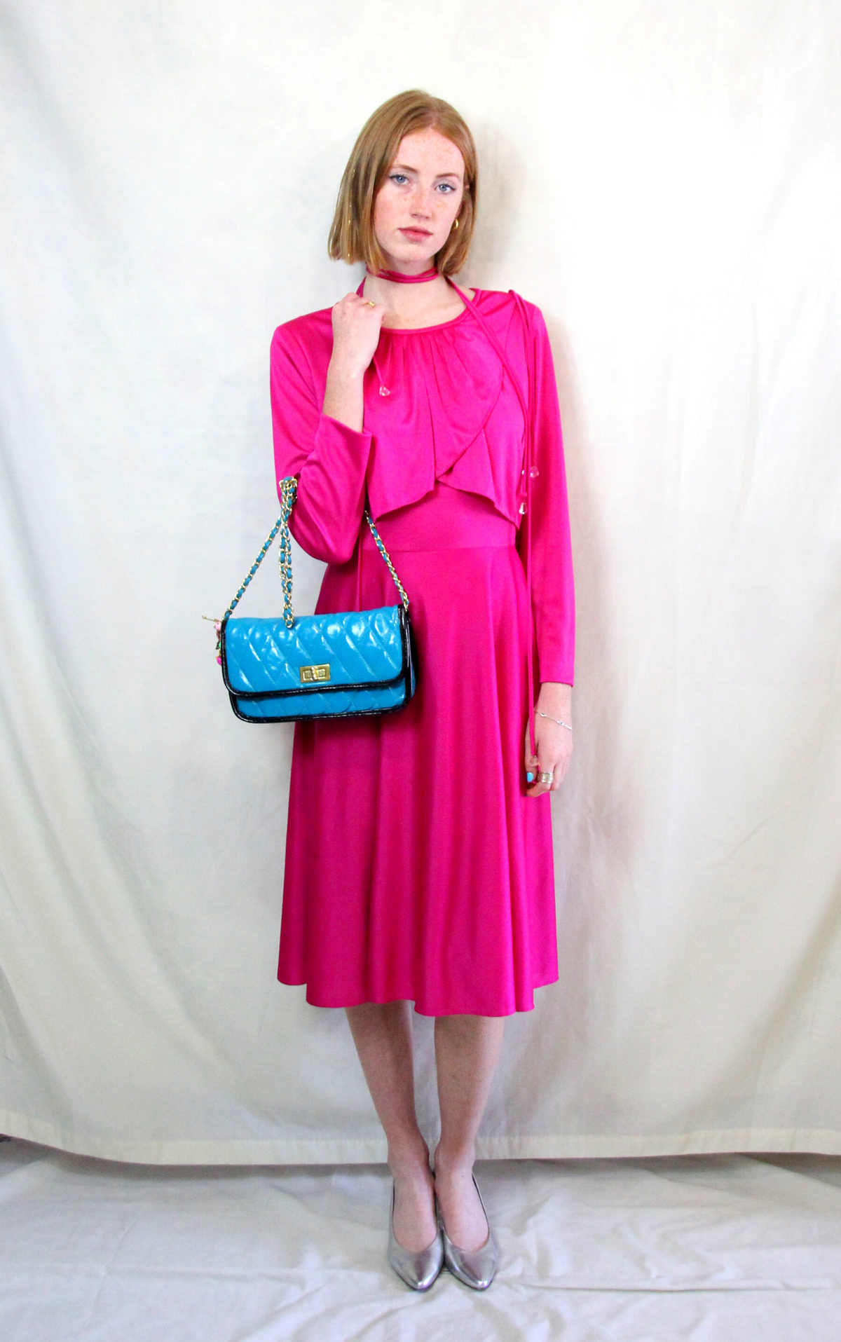 Rent pink early 80s midi tea dress