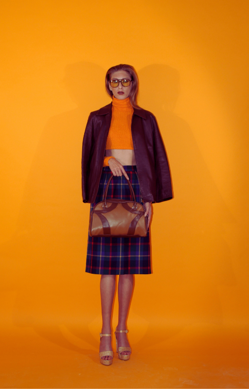 Rent vintage soft leather chocolate brown coat with front zip to close