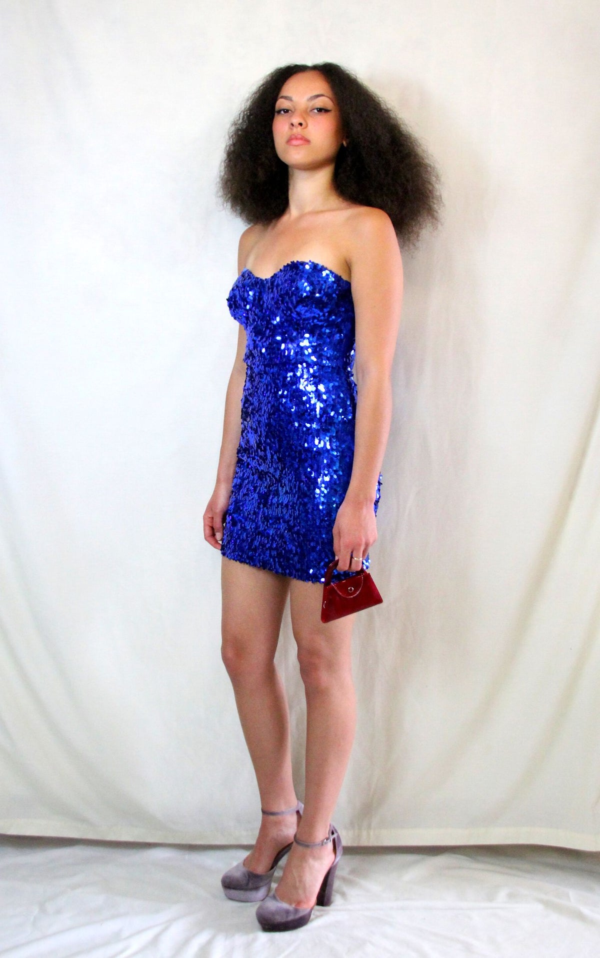 Rent vintage sequin cobalt blue mini cocktail dress