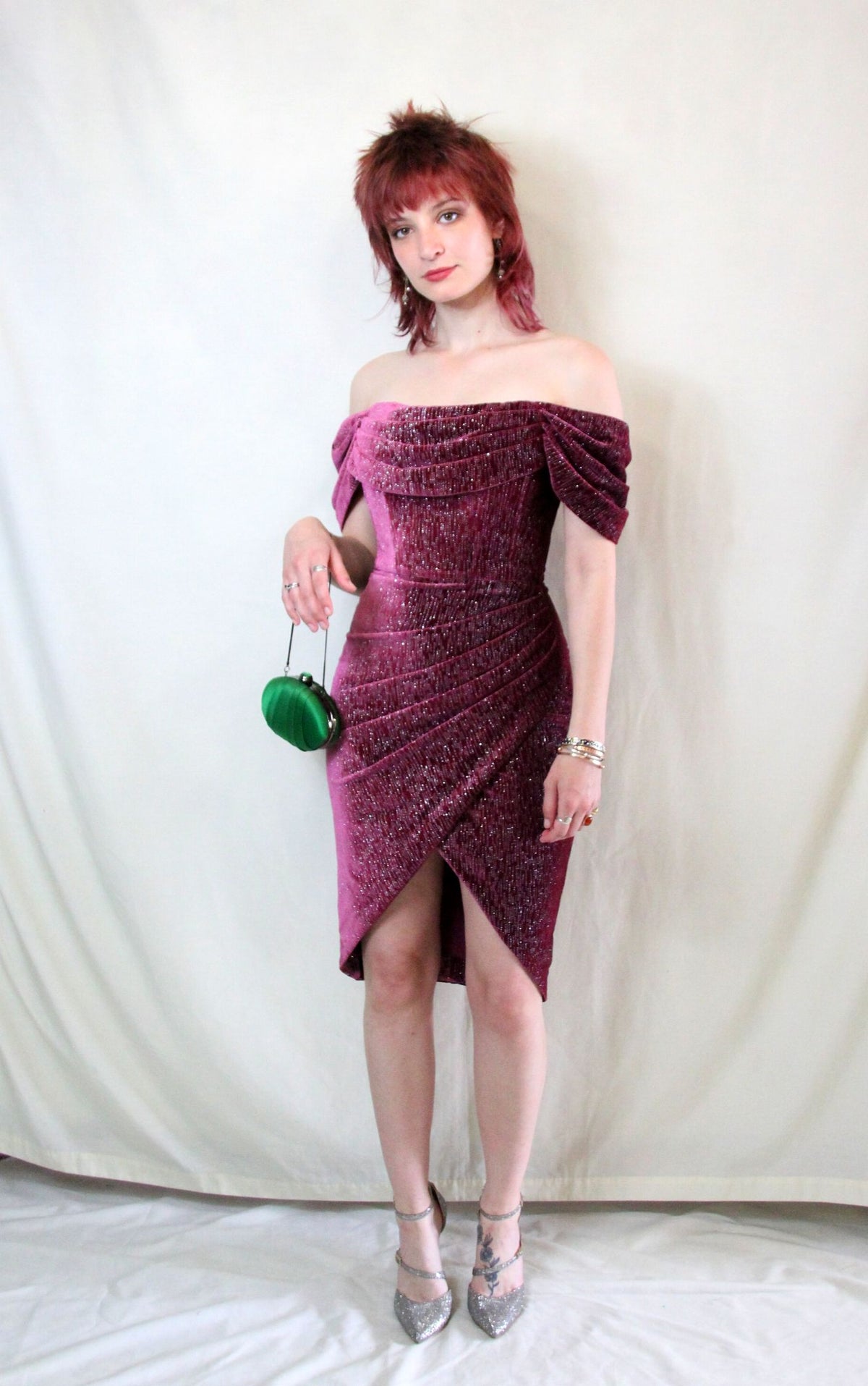 Rent prink velvet sparkle cocktail dress
