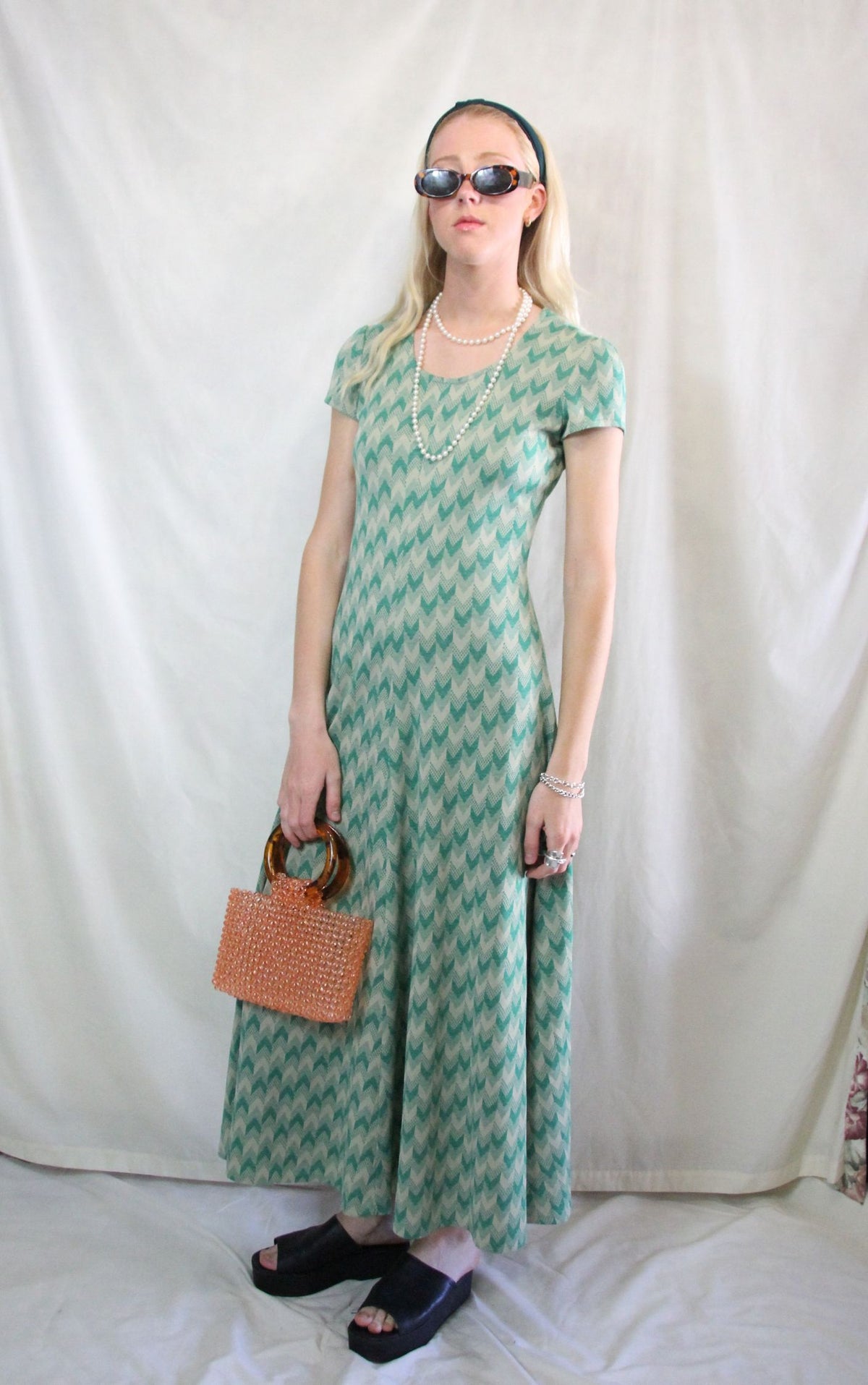 Rent green body con vintage Aztec maxi dress