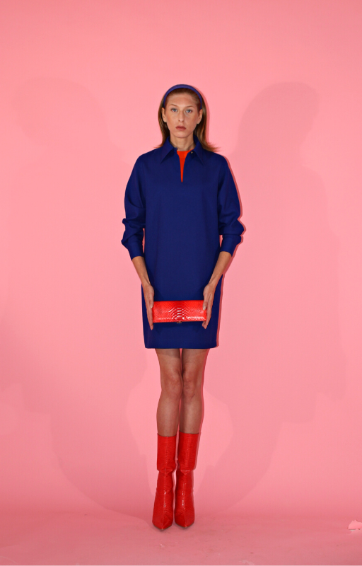 Rent upcycled 1960s to late 1070s dress in navy blue