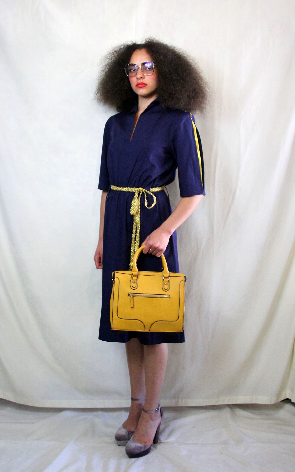 Rent vintage navy utility shirt dress
