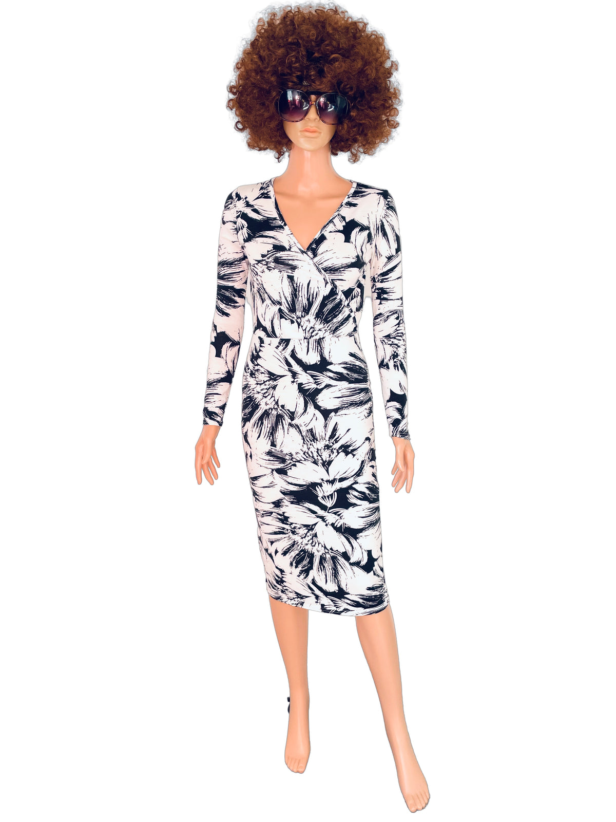 Wrap Midi Body Con Dress Size 10