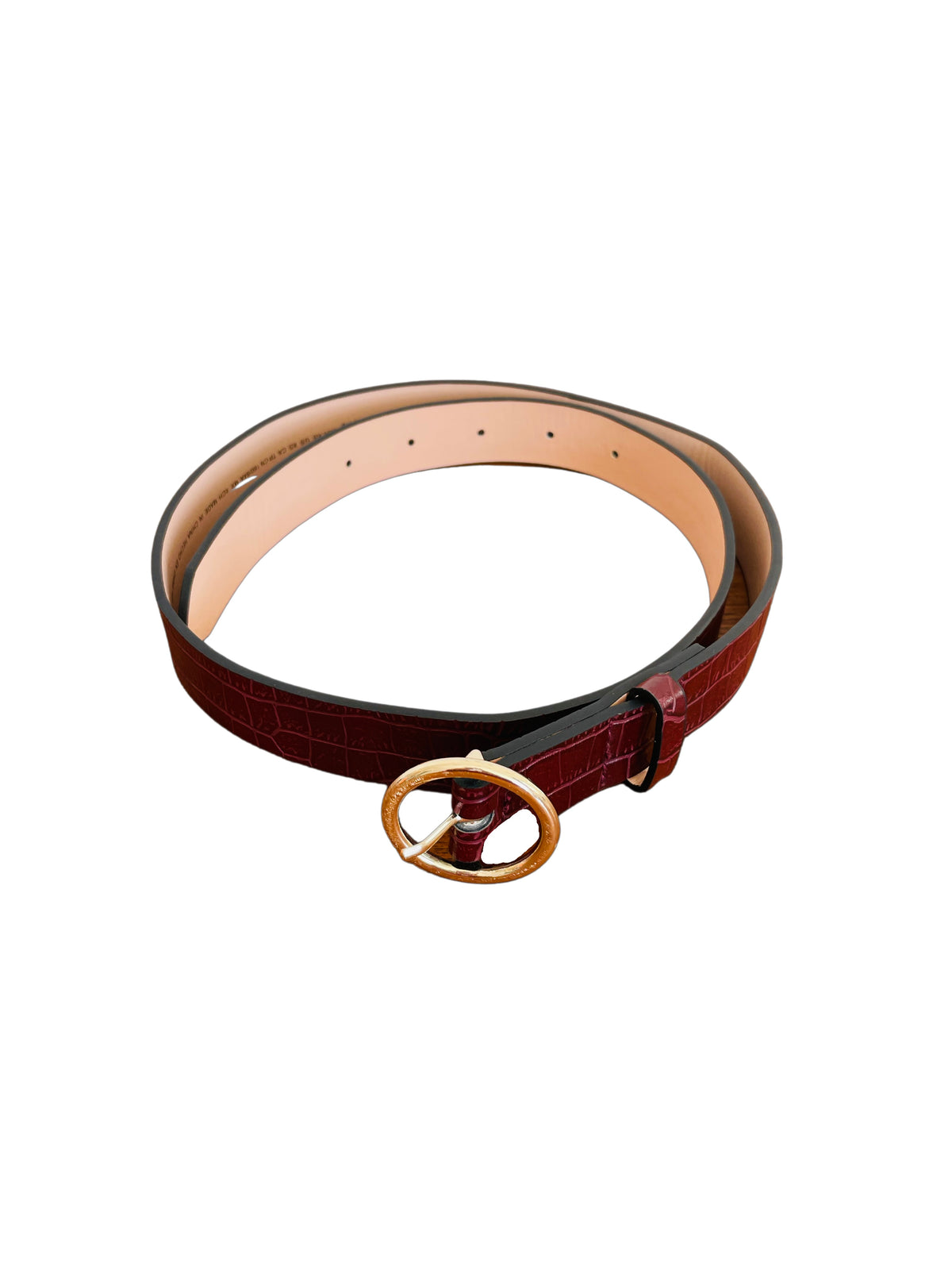 Dark Red Faux Croc Belt