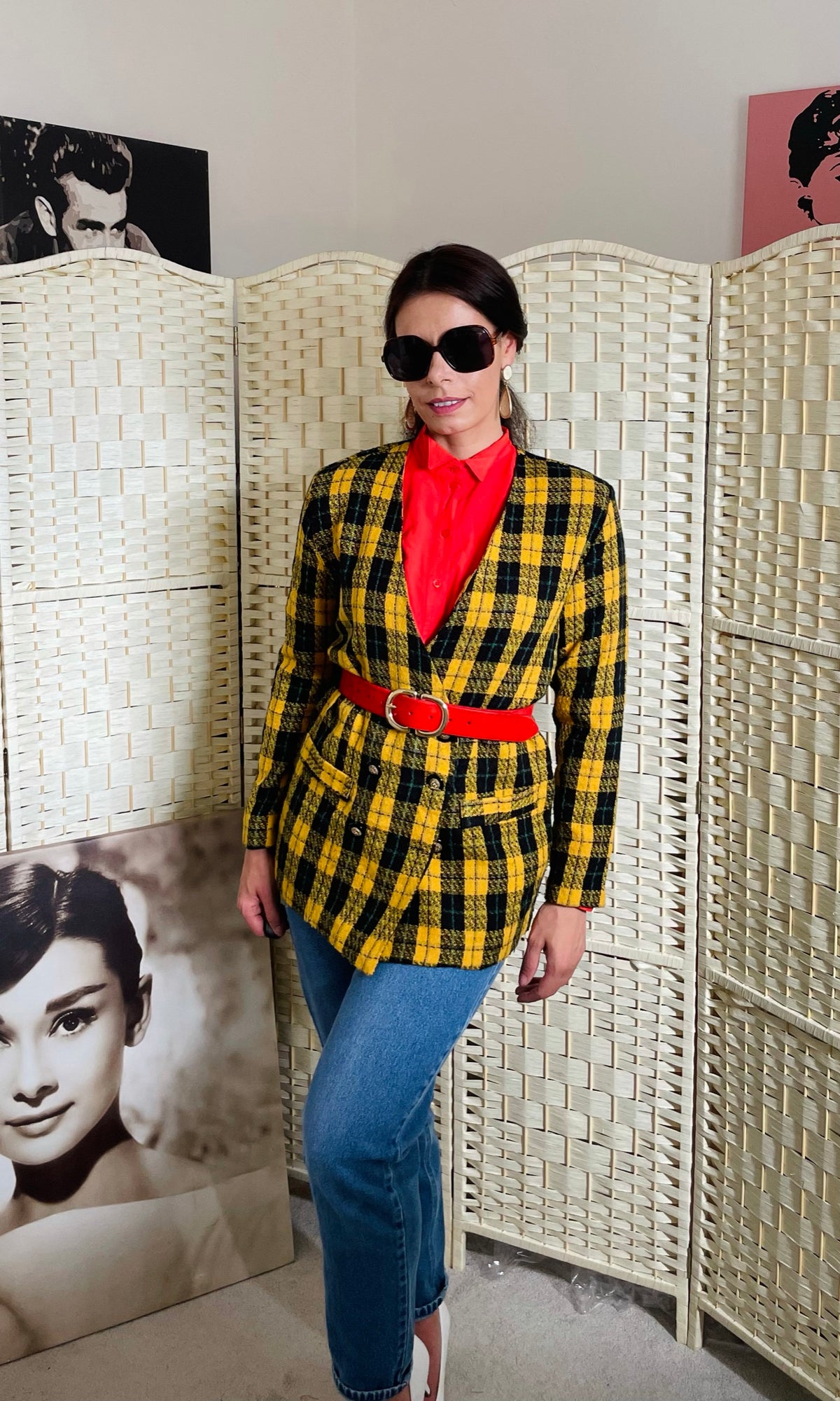 Rent Vintage tartan check blazer Rent Vintage and pre-loved fashion rentals, designer rentals, designer bag rental, wedding dress rental, dress alterations and tailoring, Bristol Vintage and pre-loved fashion rentals, Bristol dress hire, dress rental, Bristol alterations