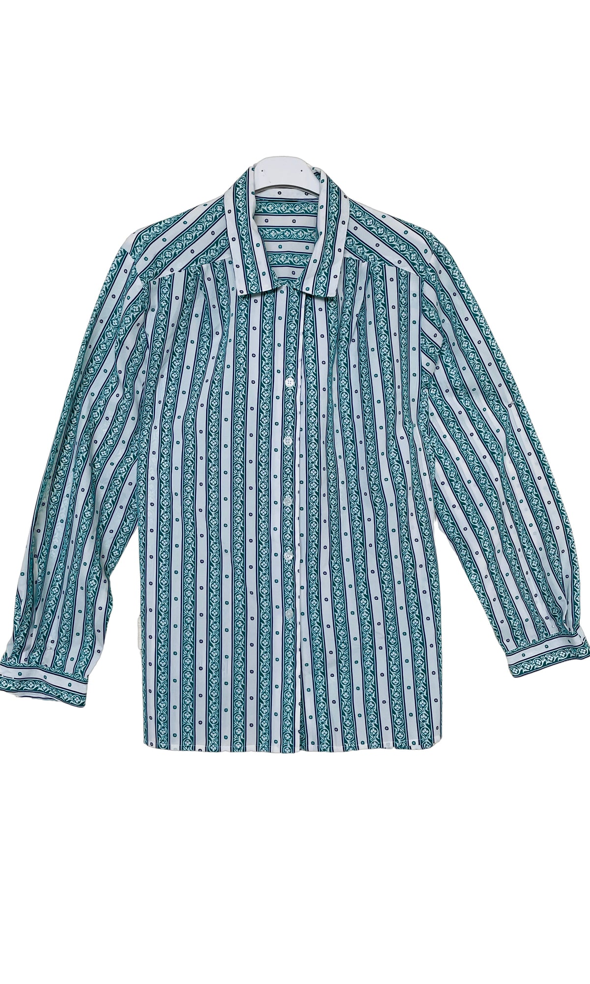 Rent Vintage Geek Chic Blouse in Green and White Print