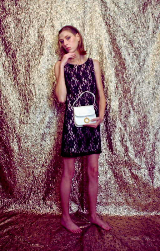 Rent Y2K black lace mini dress with back zip and low back