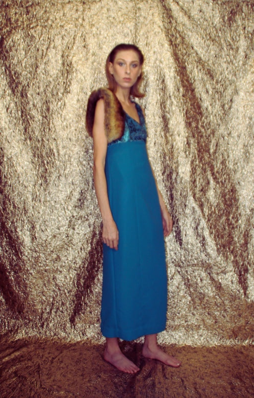 Rent vintage green maxi contrast cocktail dress