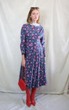 Rent vintage Laura Ashley dress in purple floral print and lace collar