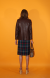 Rent vintage soft leather chocolate brown coat with front zip to close