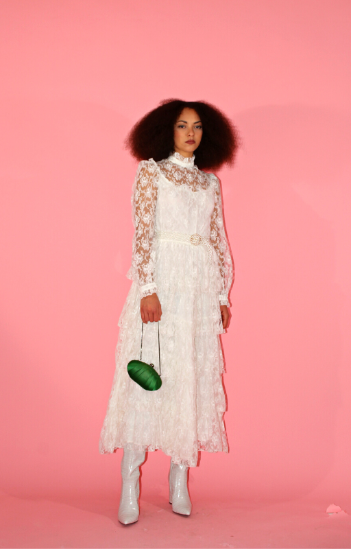 Rent Vintage White Lace Couture Dress