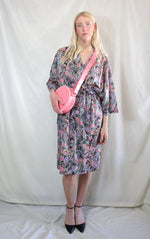 Rent vintage 1970's printed kimono dress with matching waist belt