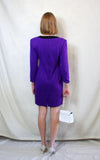 Rent Vintage purple knitted dress with Chanel style buttons and round neckline