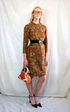 Rent vintage tapestry dress with midi sleeves and back zip to close