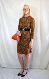 Rent vintage tapestry dress with midi sleeves and back zip to close