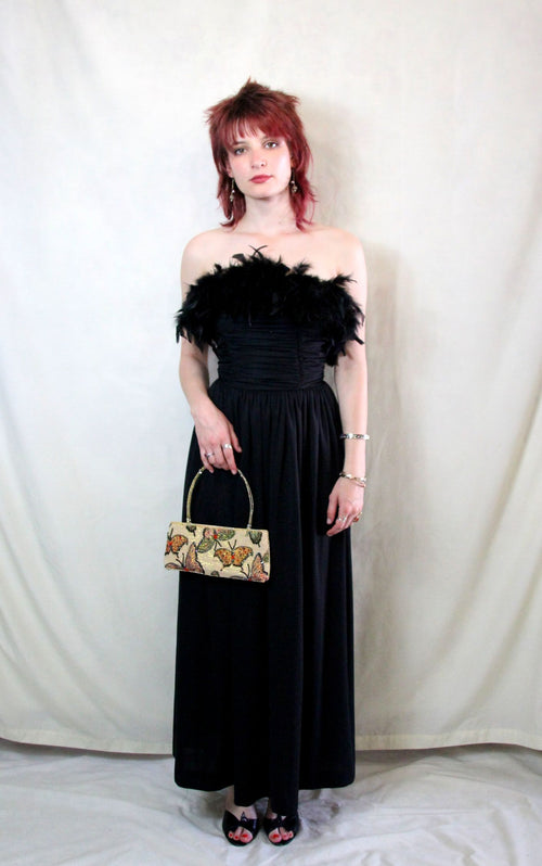 Rent Vintage feathered couture maxi dress