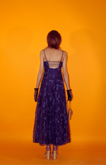 Rent navy vintage maxi dress with back zip to close