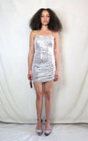 Rent silver disco square sequin print mini dress
