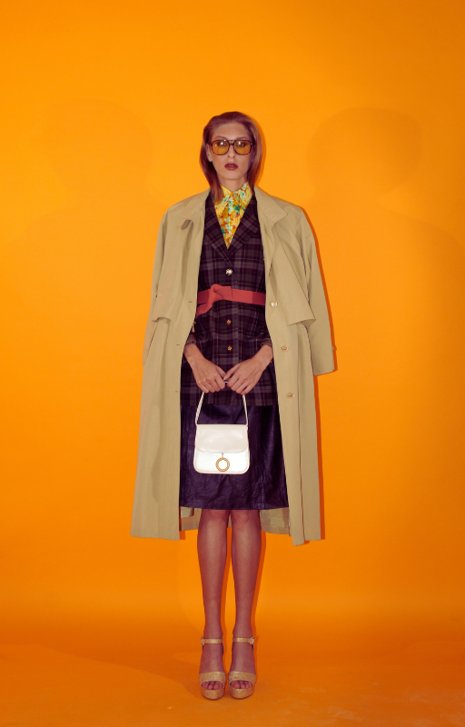 Rent vintage oversized over coat style mac with inside concealed adjustable waist tie