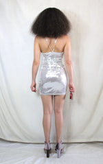 Rent silver disco square sequin print mini dress