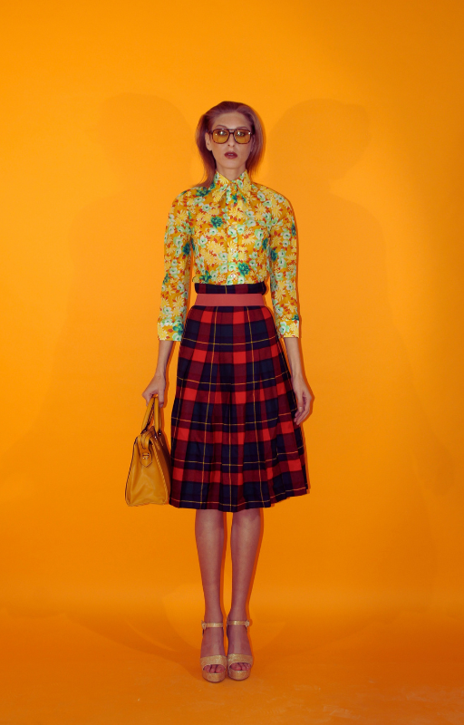 Rent vintage red tartan pleated skirt