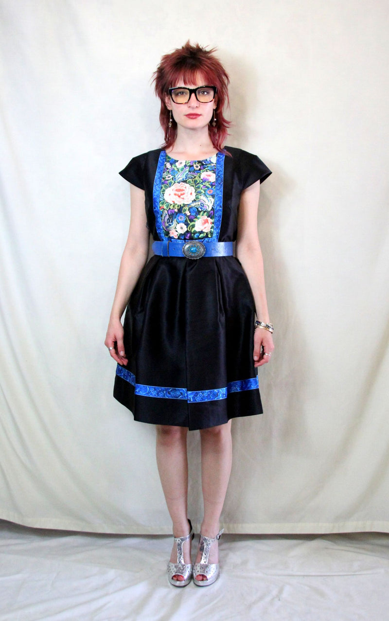 Rent Pre-loved Black and Floral Skater Dress