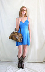 Rent Cobalt bright blue jacquard mini summer dress with adjustable straps
