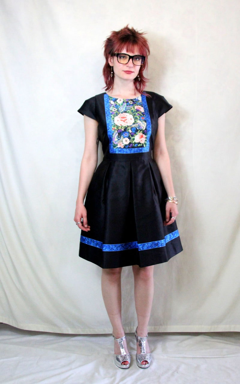 Rent Pre-loved Black and Floral Skater Dress