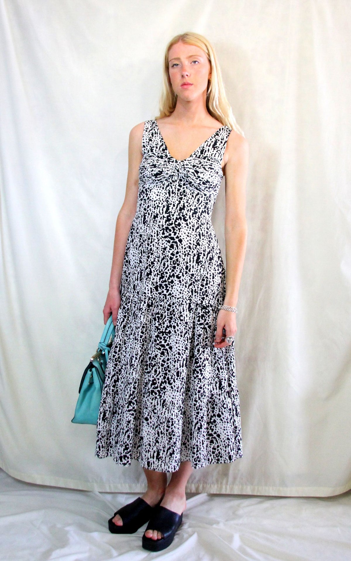 Rent Black and white summer zebra print maxi  dress in jacquard material