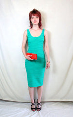 Rent Vintage Y2k apple green sleeveless pencil dress with hourglass shape sculpted fit