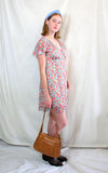 Rent ditsy floral print dress with cross over front and back tie 