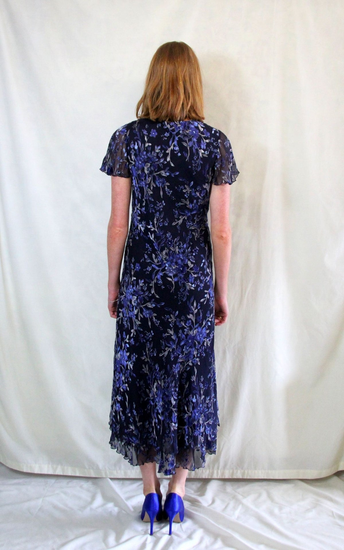 Rent navy floral tea dress