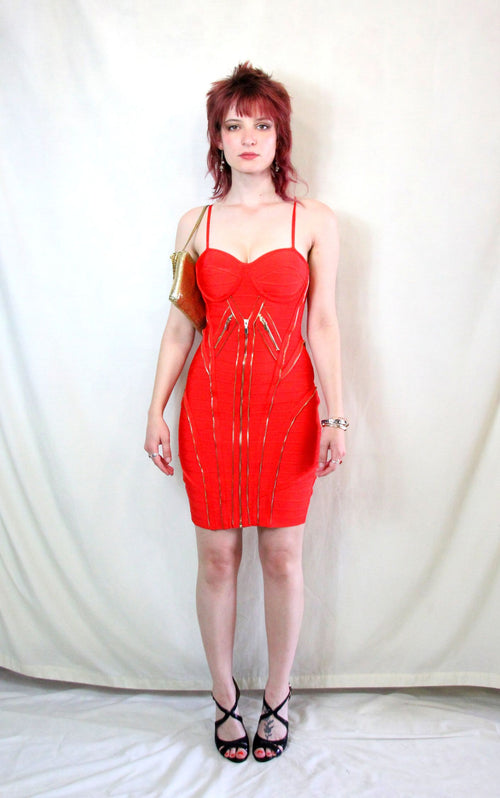 Bright Red Bandage Bodycon Dress
