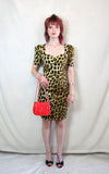 Rent Vintage leopard print sweetheart neck pencil dress 