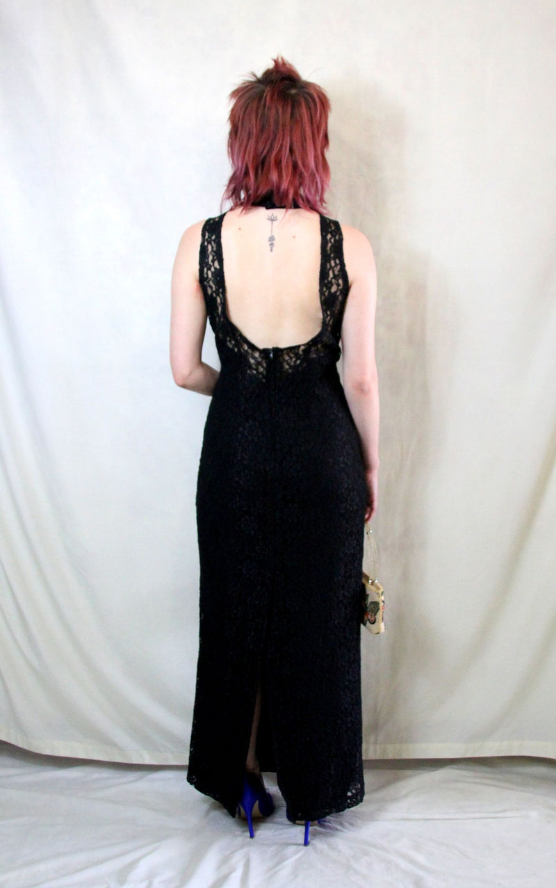 Rent vintage lace high neck lace maxi dress