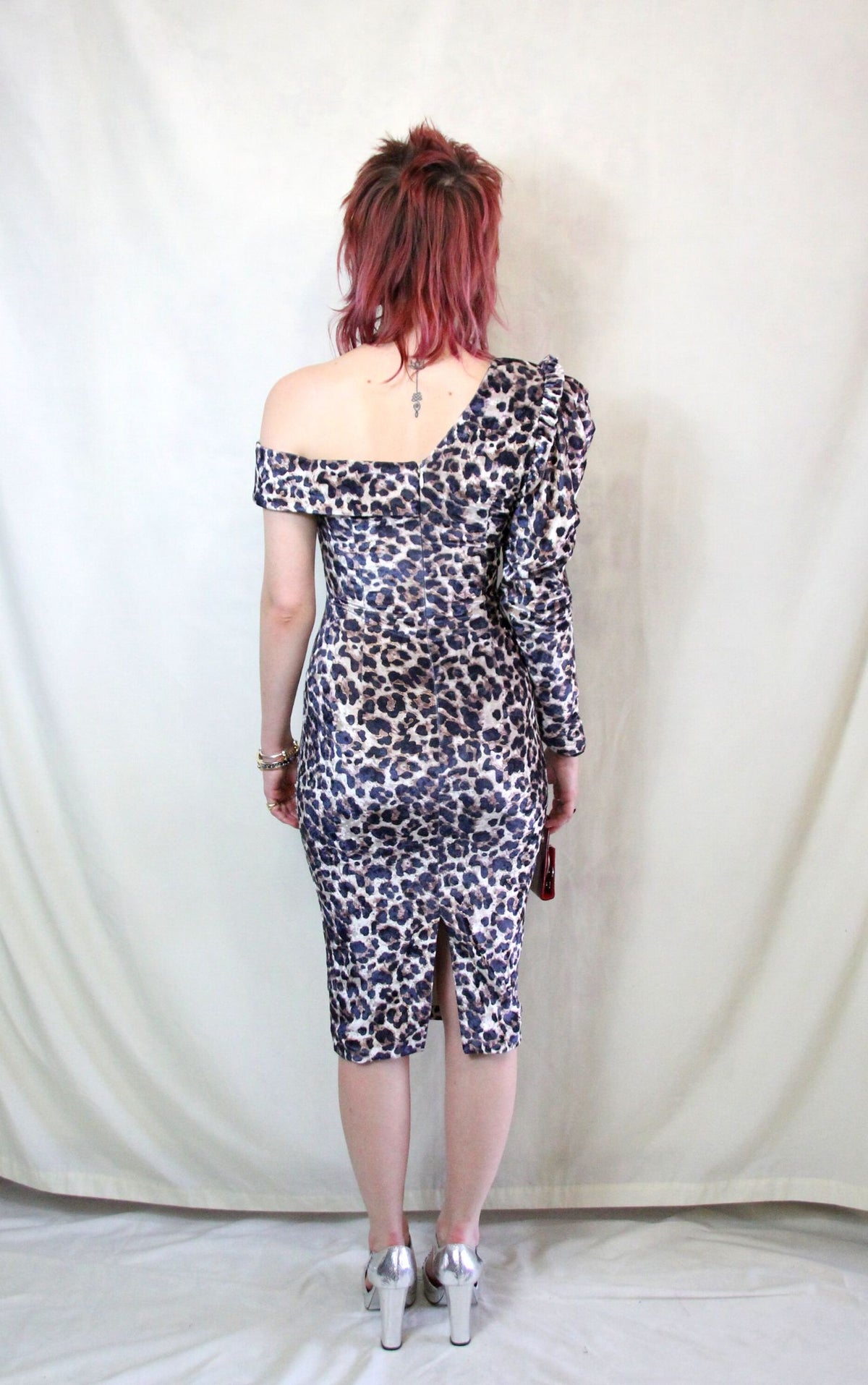 Rent Asymmetric and Bardot leopard print midi dress