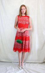 Rent red lace midi dress 