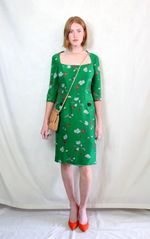 Green Floral Pencil Dress
