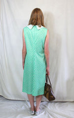 Rent vintage 1970's mint green and white print midi dress